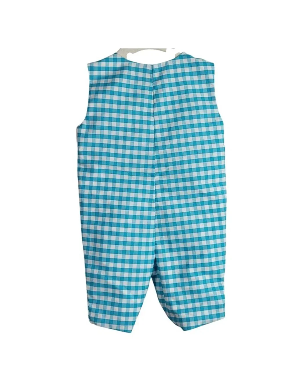 Elizabeth Ann Pumpkins Halloween One Piece Blue Newborn Gingham Embroidered